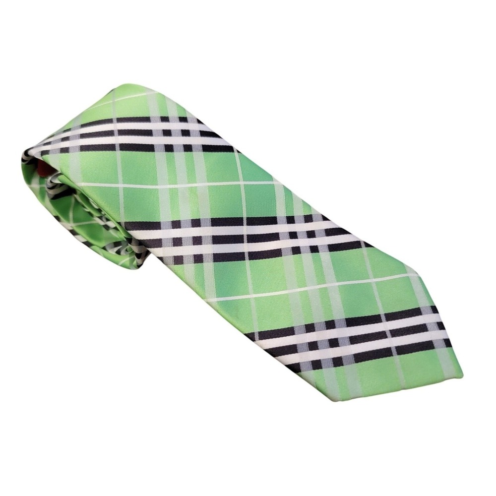 Brand Q Men's Green Plaid Fashion Tie Microfiber 58"